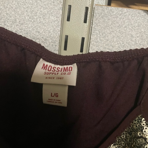 Mossino Supply Co Wine Colored Gold Sequins Spaghetti Strap Tank  Sheer Blouse L - Picture 6 of 6
